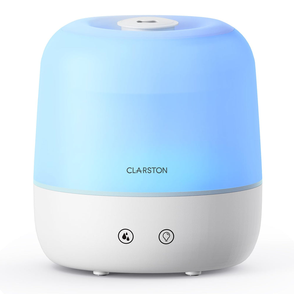 CLARSTON vista frontal del humidificador mostrando diseño compacto y depósito 2L