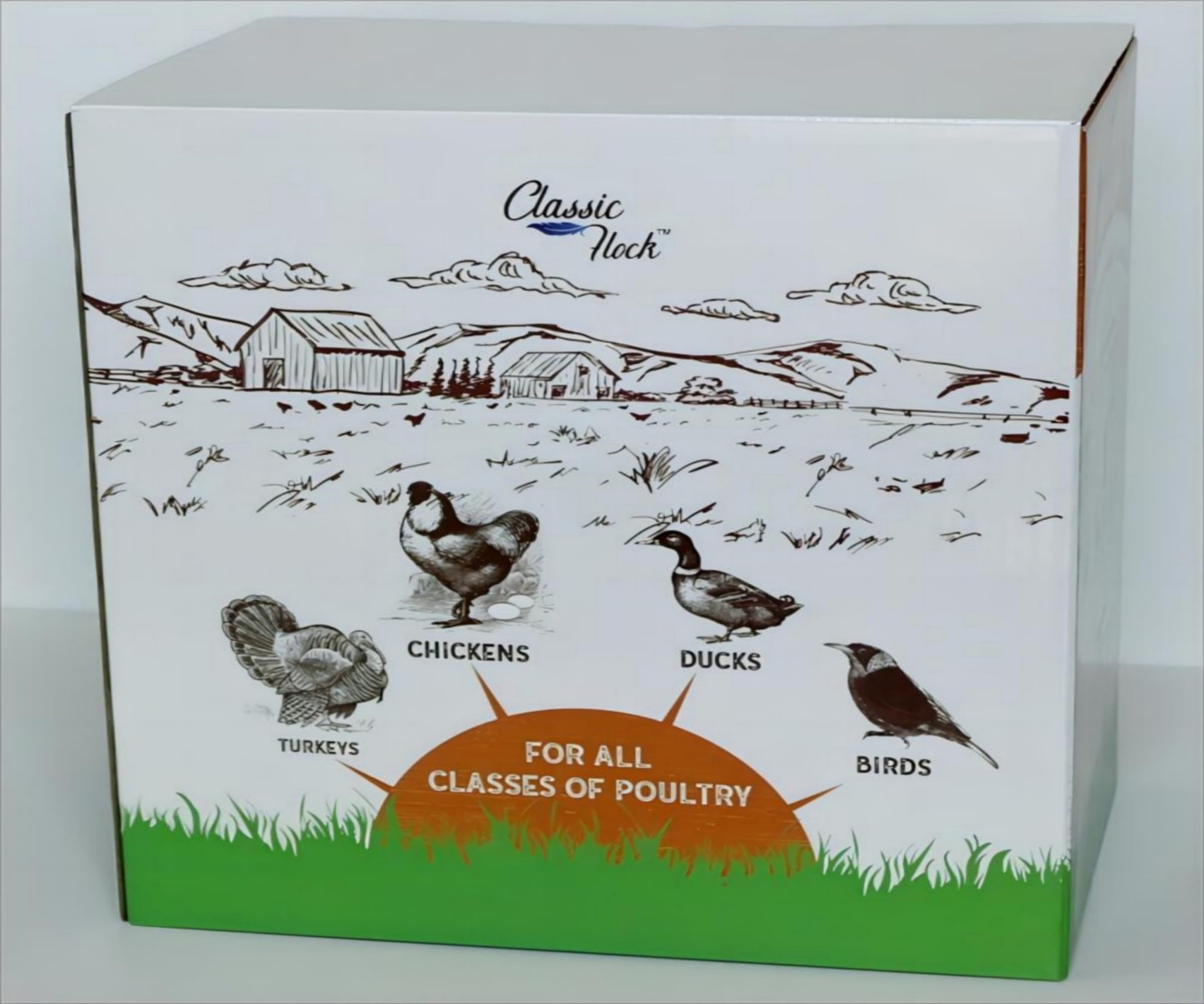Classic Flock label detail highlighting ingredients and quality assurance benefits
