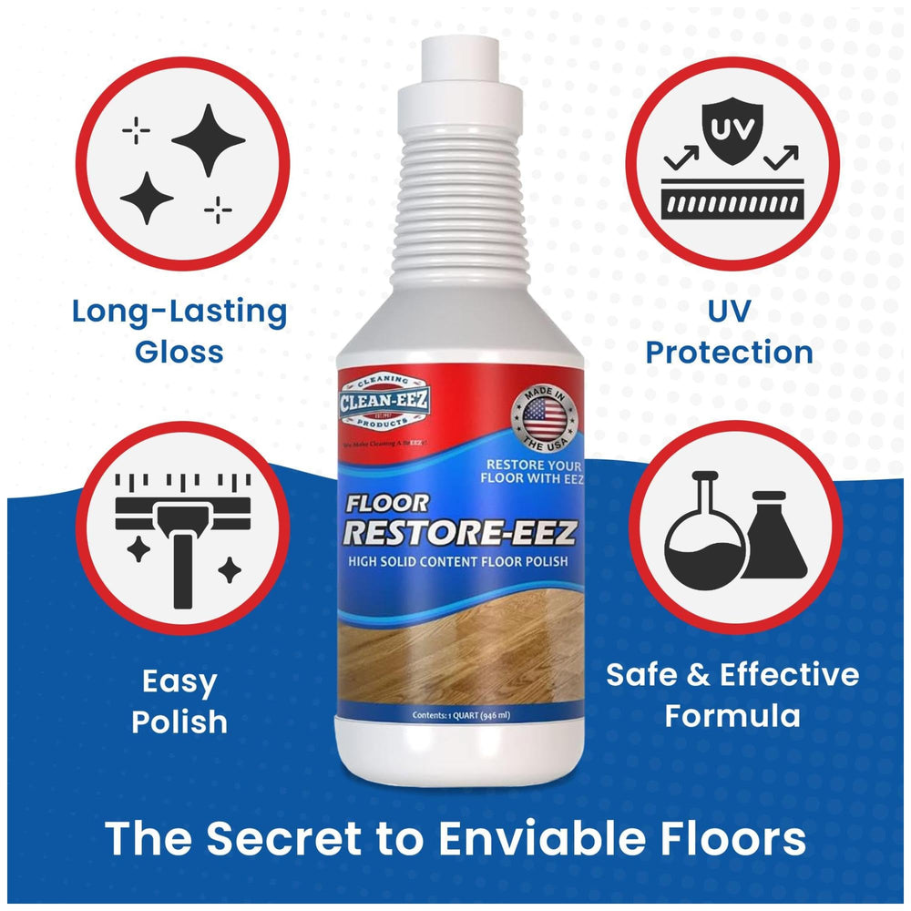 Clean-eez Restore-eez etiqueta con instrucciones y beneficios claros