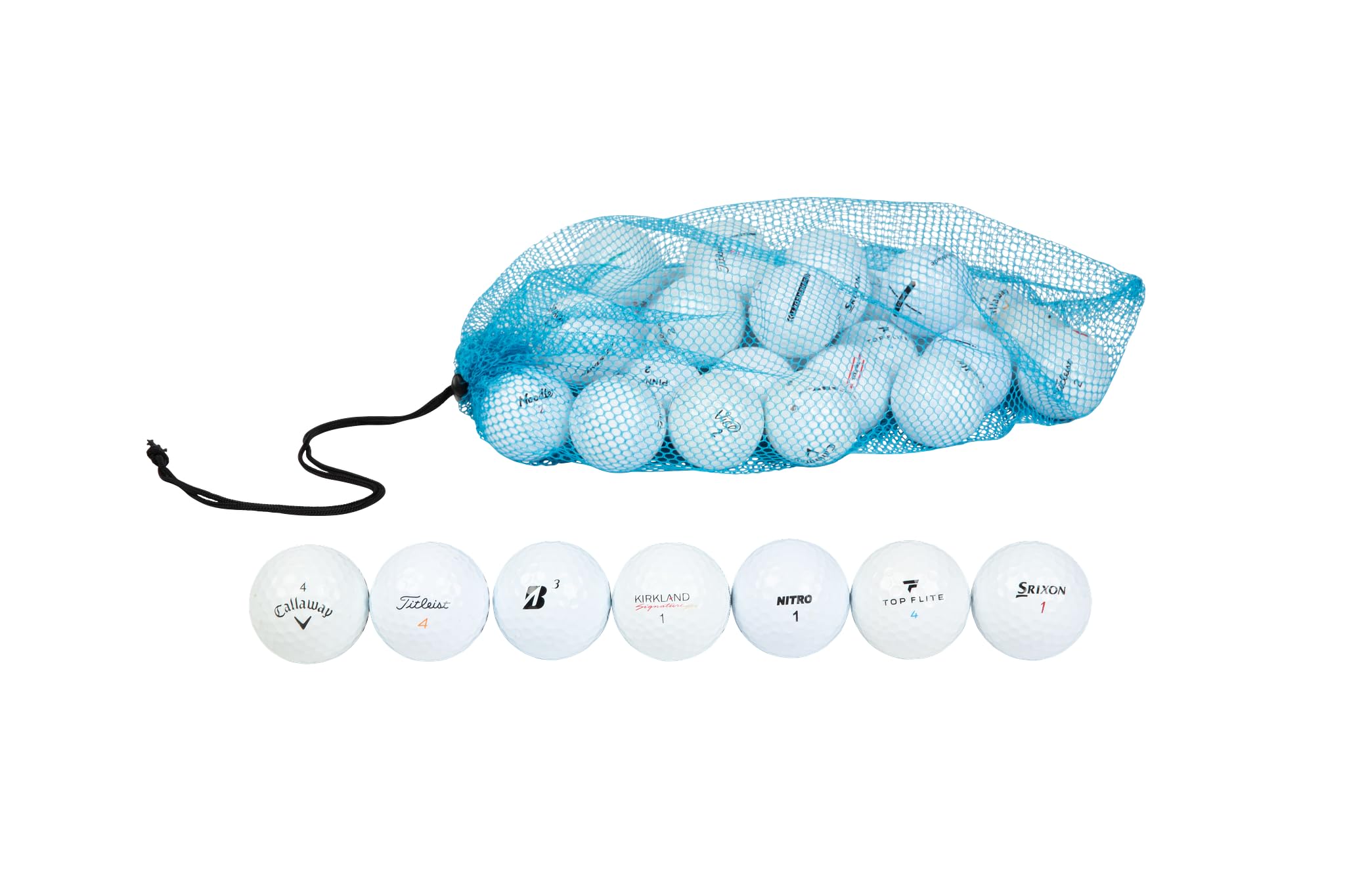 Clean Green Golf Balls vista frontal del pack mostrando variedad de marcas y ahorro