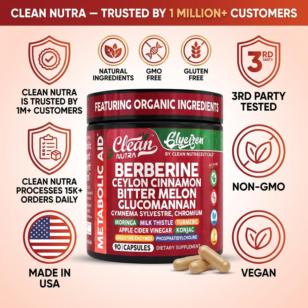 Clean Nutraceuticals frasco en cocina junto a desayuno equilibrado