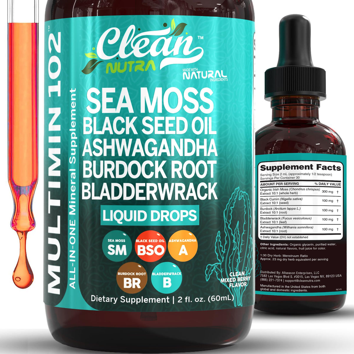 Clean Nutraceuticals frente del envase mostrando la marca y el producto