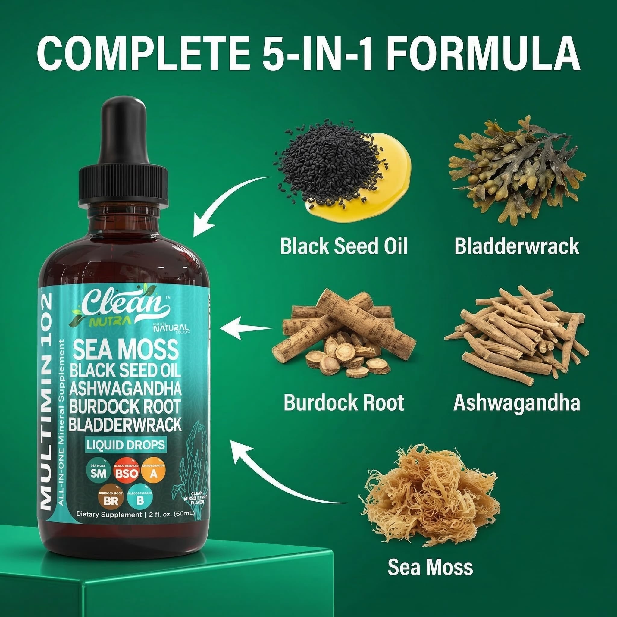 Clean Nutraceuticals gotas vertidas en un batido para añadir minerales