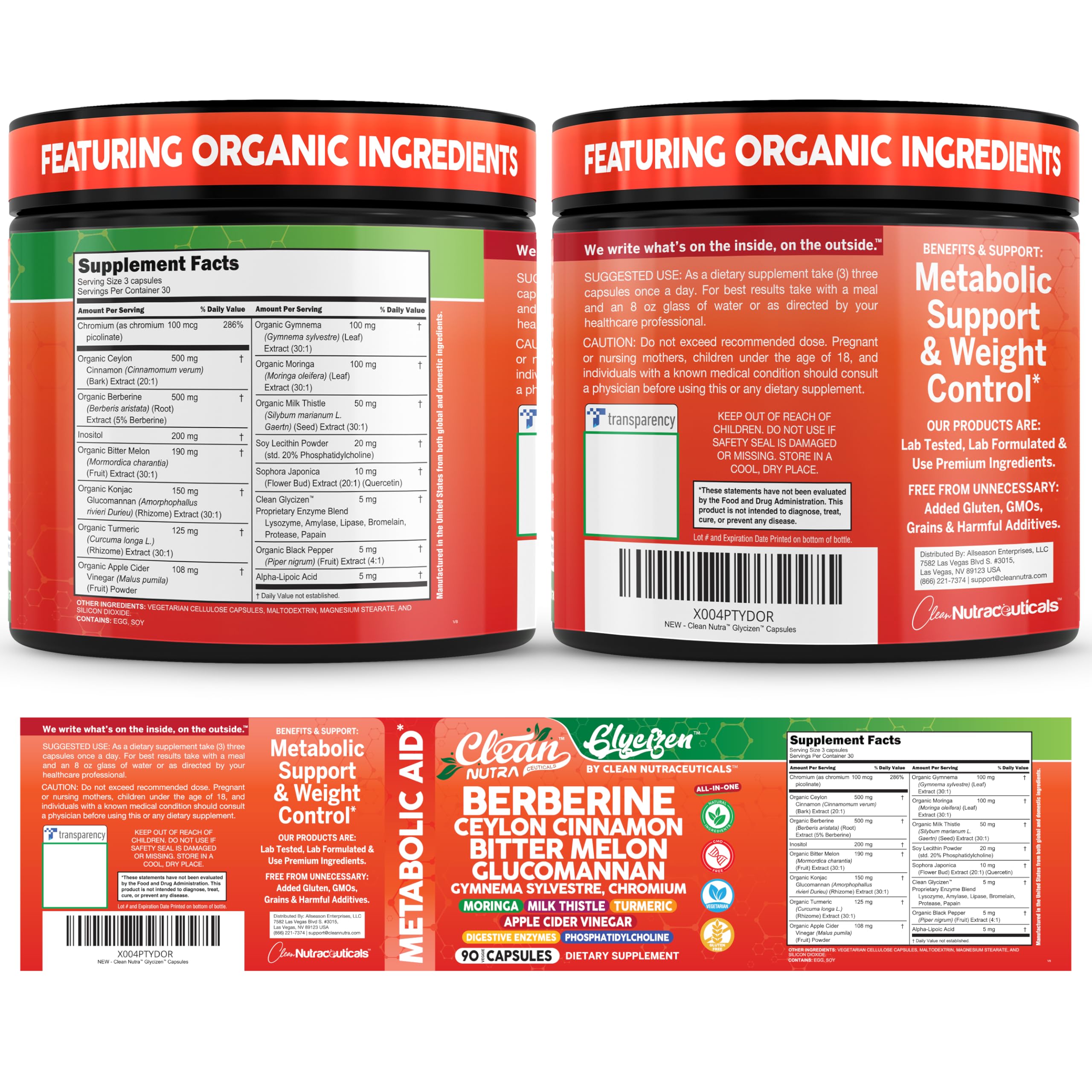 Clean Nutraceuticals sello de calidad 'Made in USA' en etiqueta