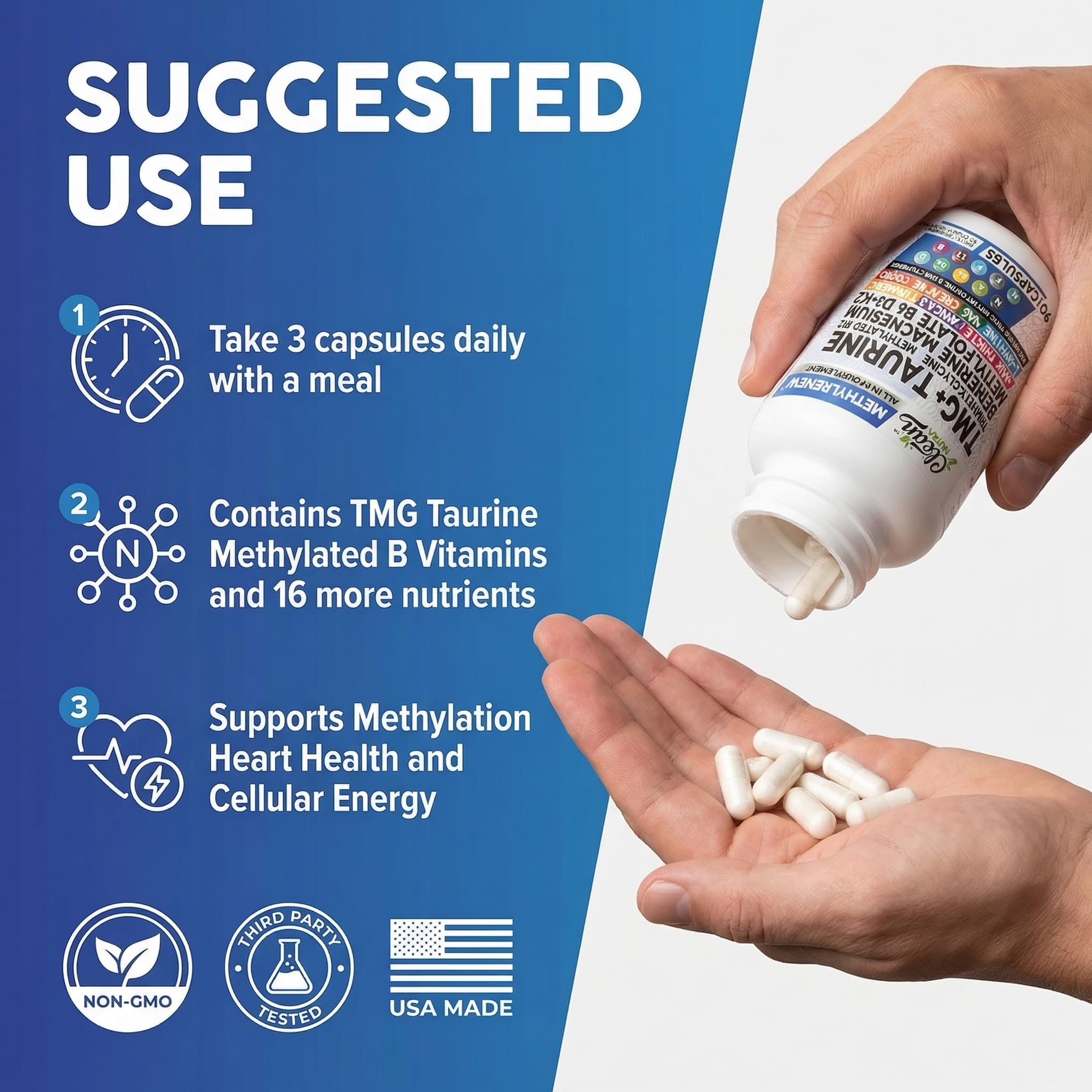 Clean Nutraceuticals cápsula junto a moneda para referencia de tamaño