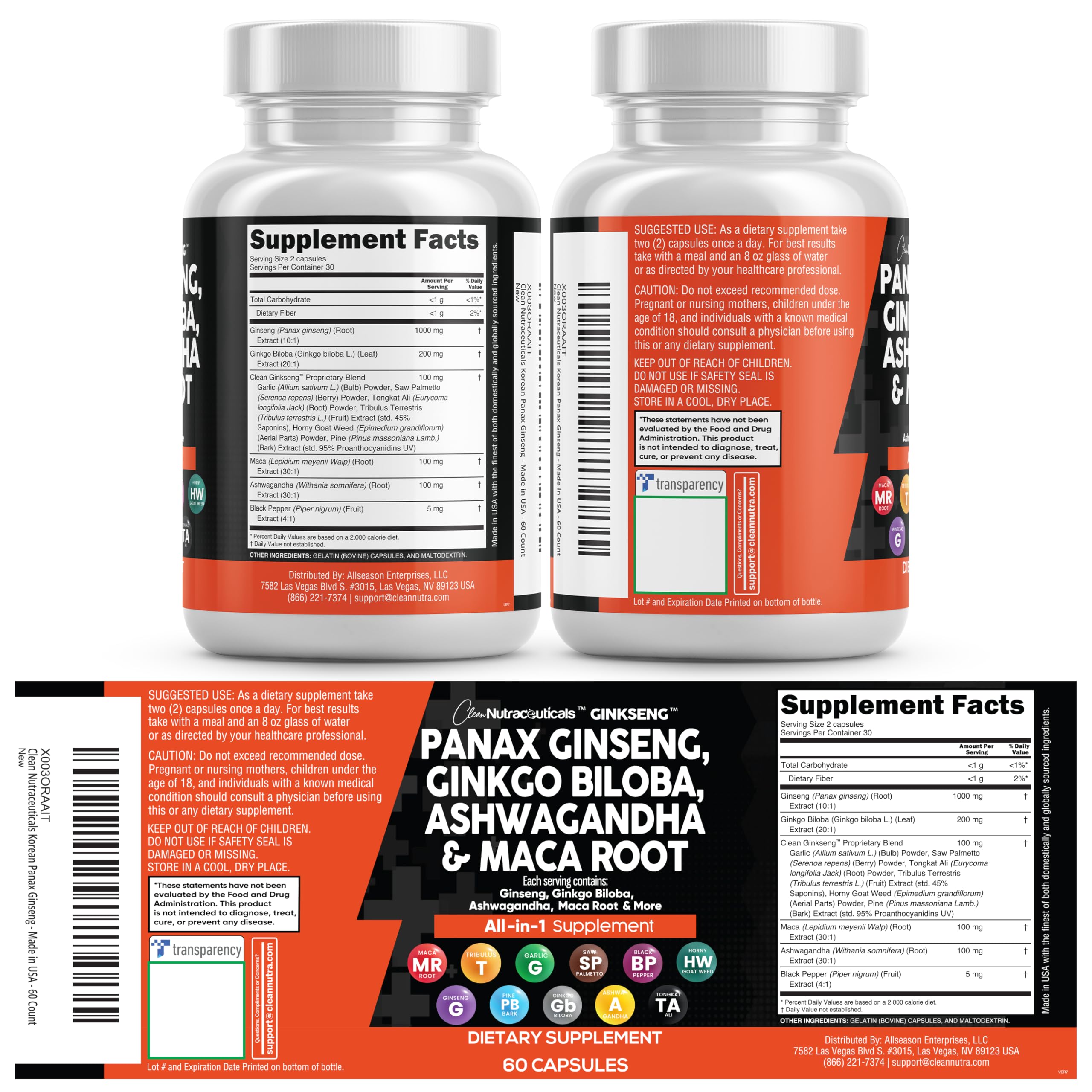 Clean Nutraceuticals comparación de tamaño con monedas para referencia visual