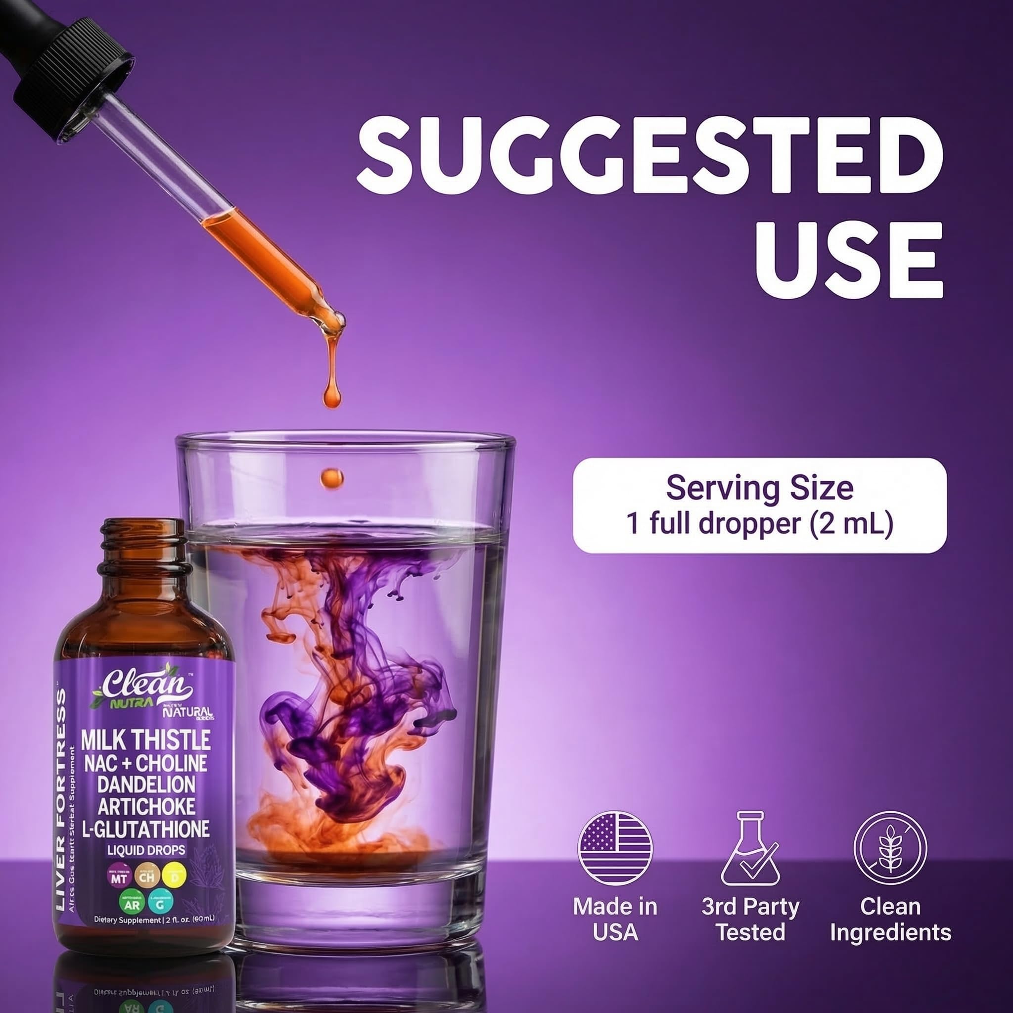 Clean Nutraceuticals frasco junto a mano para comparar tamaño y dosificación práctica