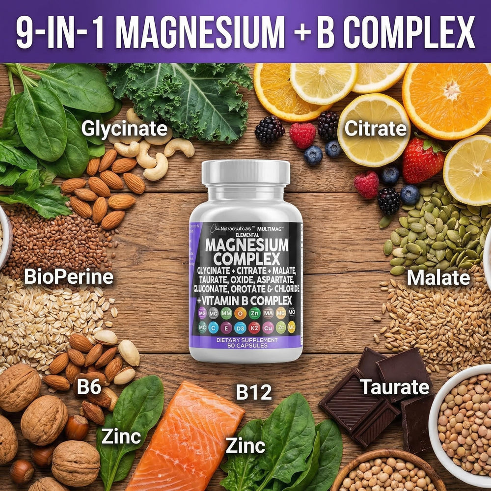 Clean Nutraceuticals etiqueta con lista de formas de magnesio y vitaminas