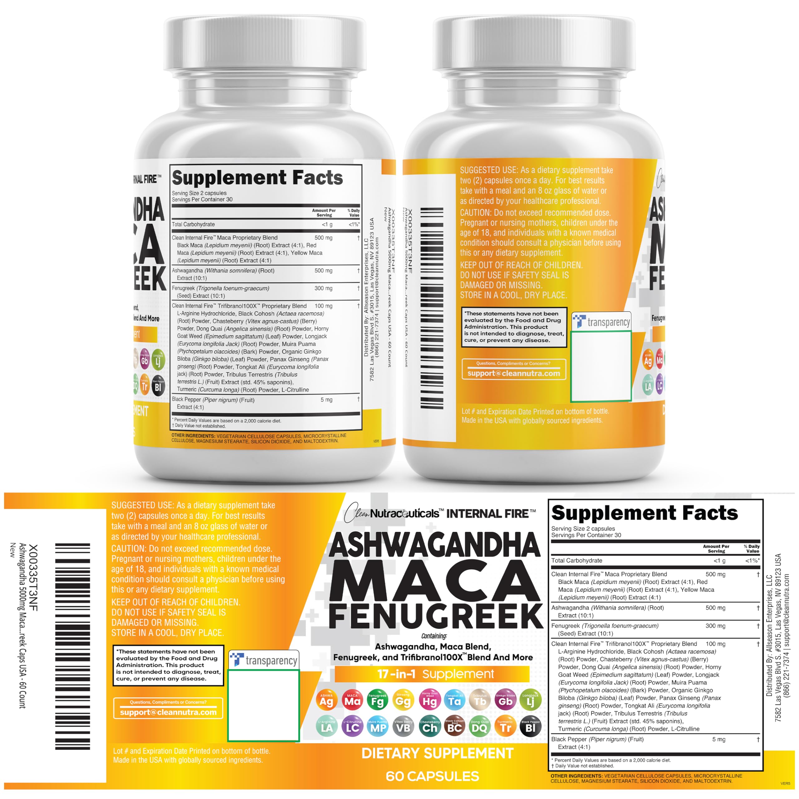 Clean Nutraceuticals envase y cápsulas sobre madera para presentación natural