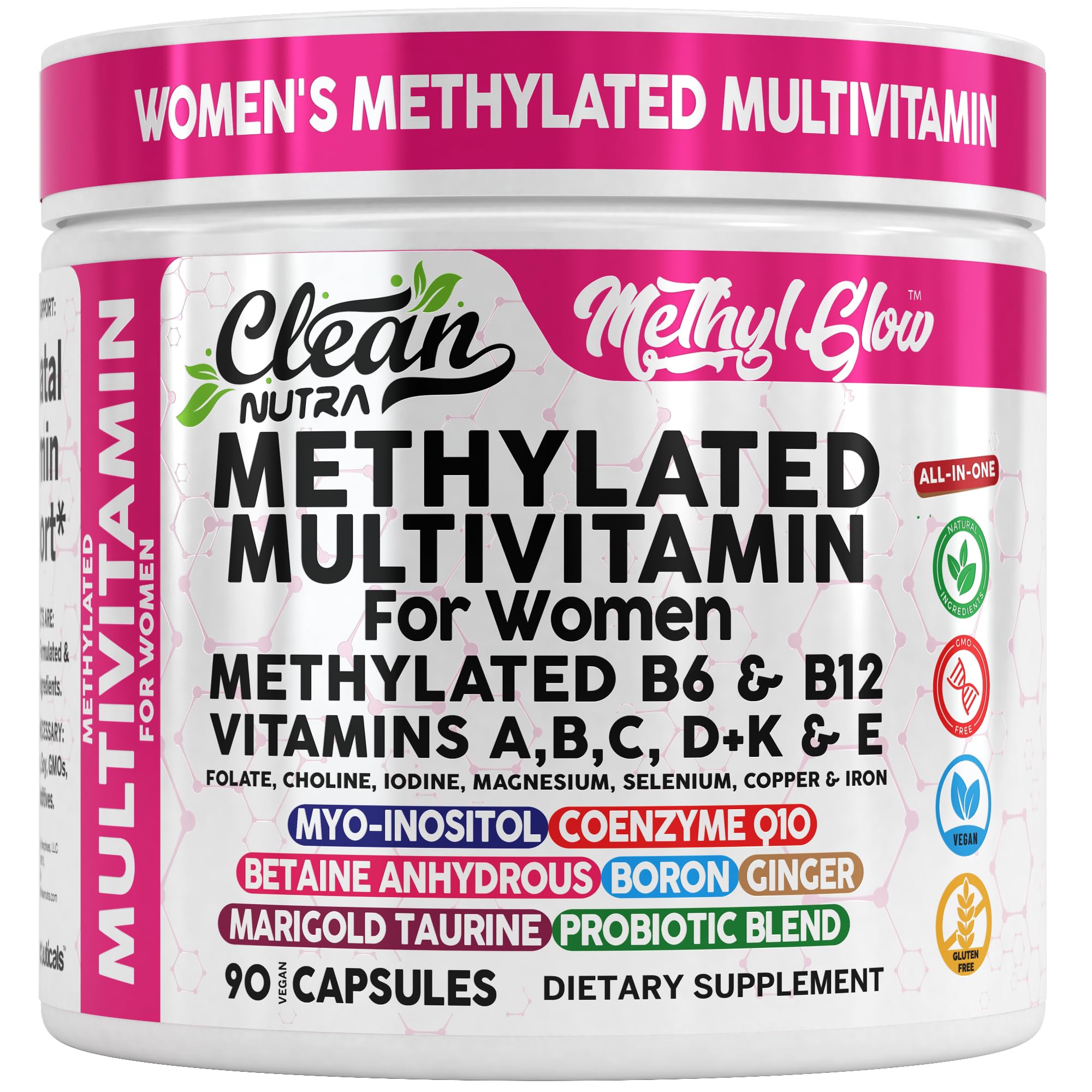 Clean Nutraceuticals frasco delantero mostrando etiqueta y uso diario