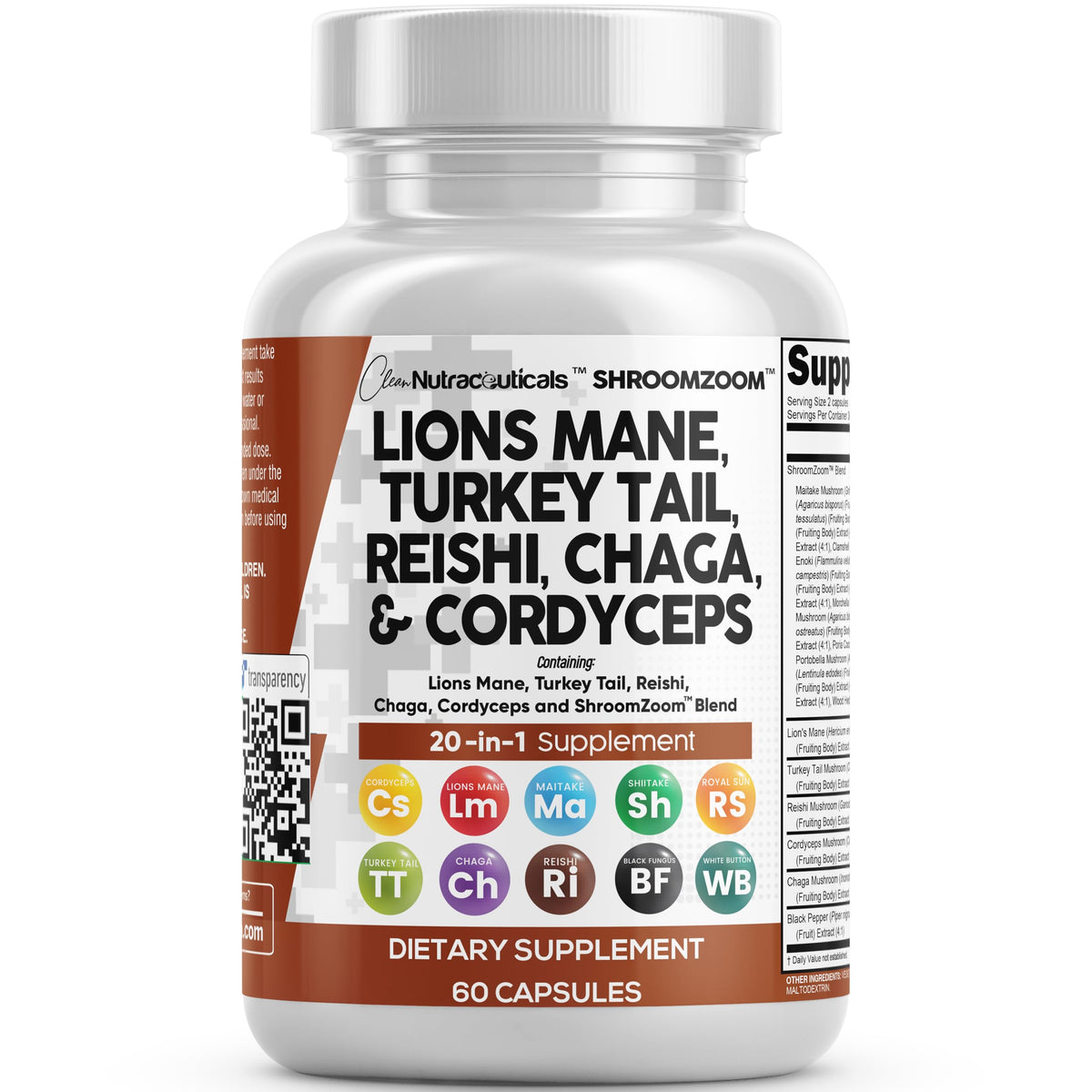 Clean Nutraceuticals muestra frontal del envase, claridad de la fórmula 20 en 1
