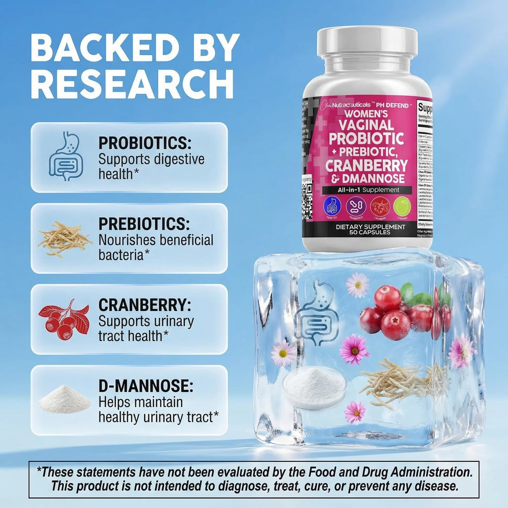Lista de ingredientes Clean Nutraceuticals destacando probióticos y arándano
