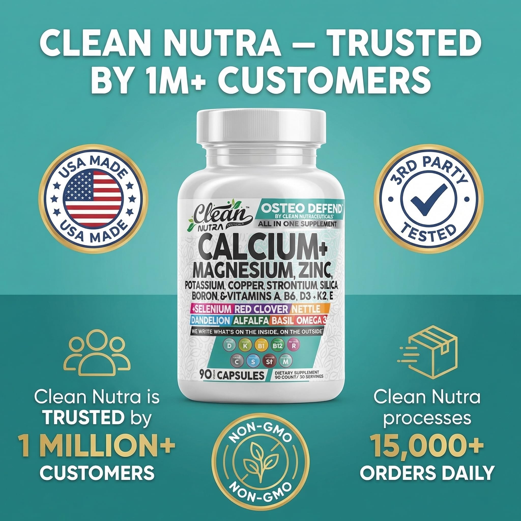 Clean Nutraceuticals embalaje lateral destacando lista de minerales