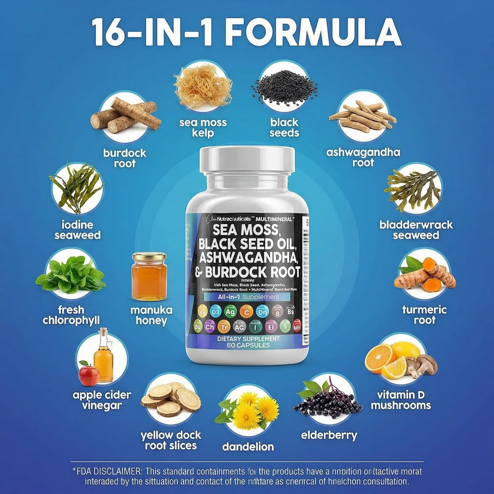 Clean Nutraceuticals polvo de sea moss texturizado, origen marino visible