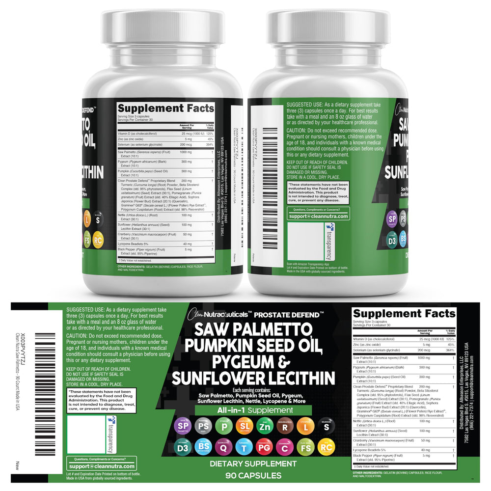 Clean Nutraceuticals frasco abierto con 90 cápsulas visible, suministro mensual