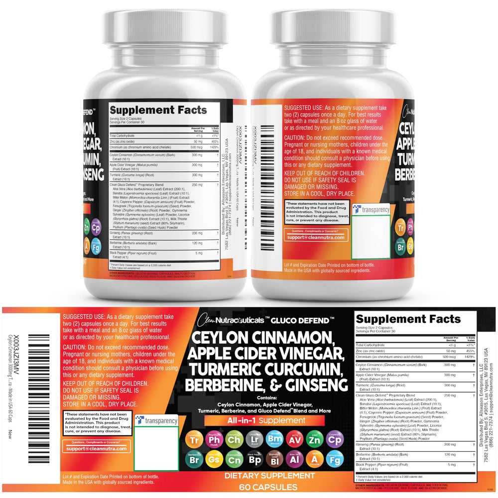 Clean Nutraceuticals frasco lateral con listado de ingredientes, confianza en calidad