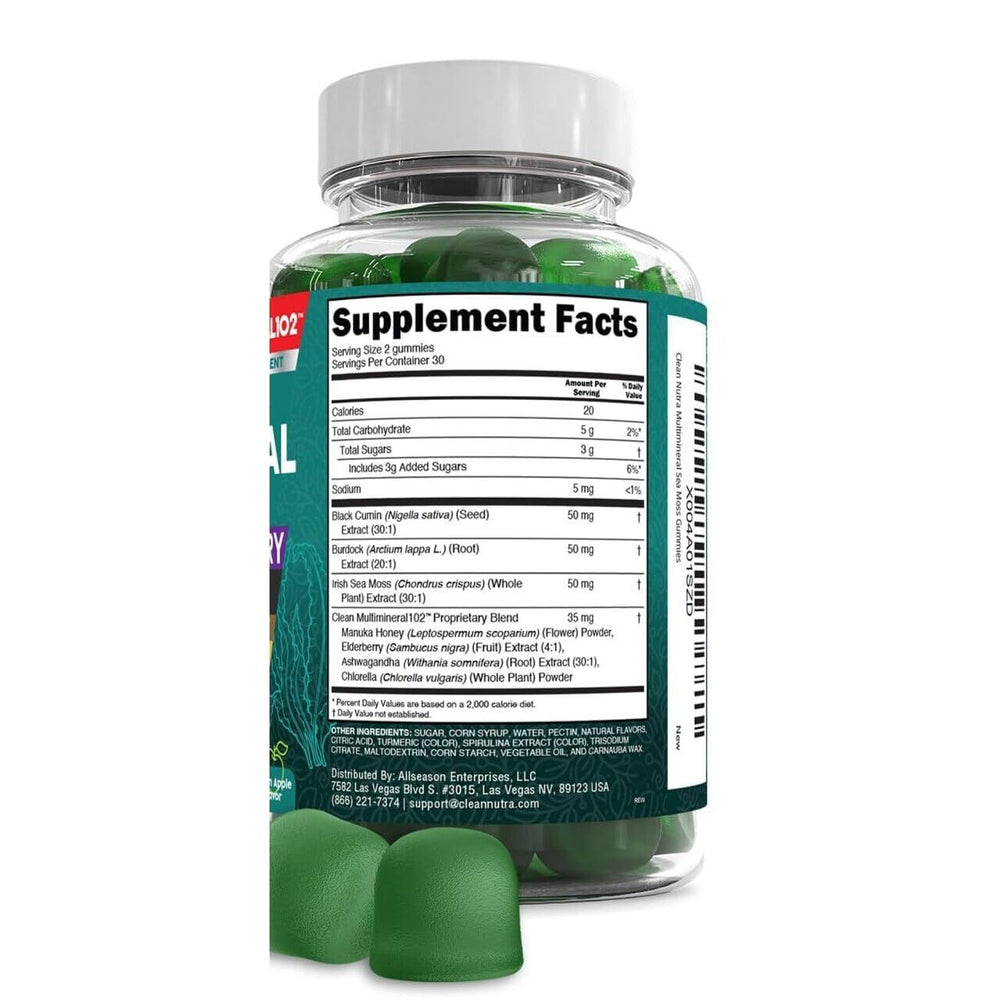 Clean Nutraceuticals ingredientes naturales sea moss y hierbas en composición