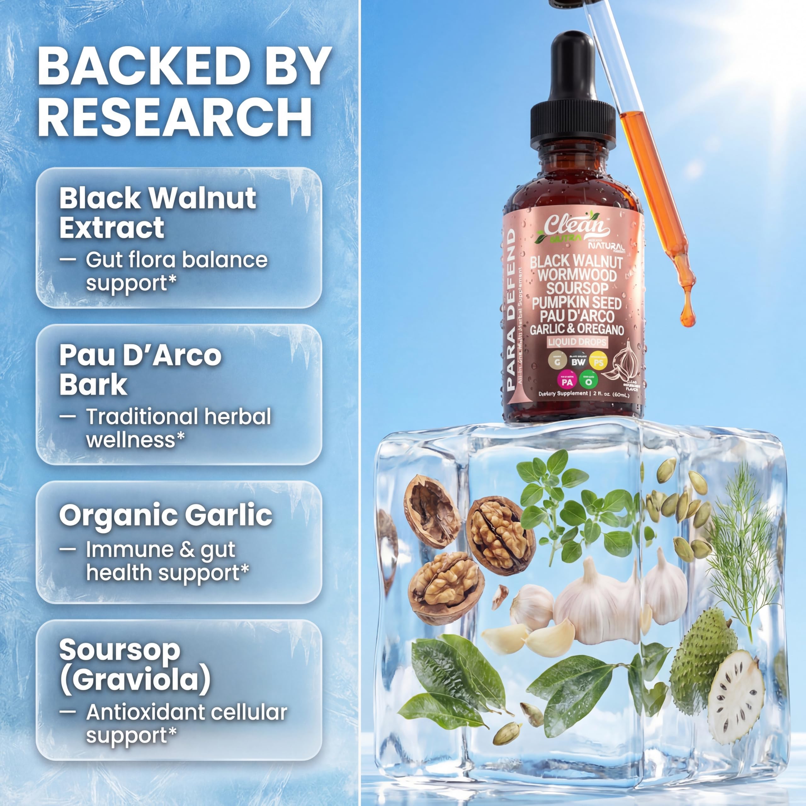 Clean Nutraceuticals textura de aceite y gotas, ideal para mezclar en bebidas