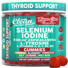 Clean Nutraceuticals frasco frontal mostrando ThyroGlow, apoyo nutritivo fácil