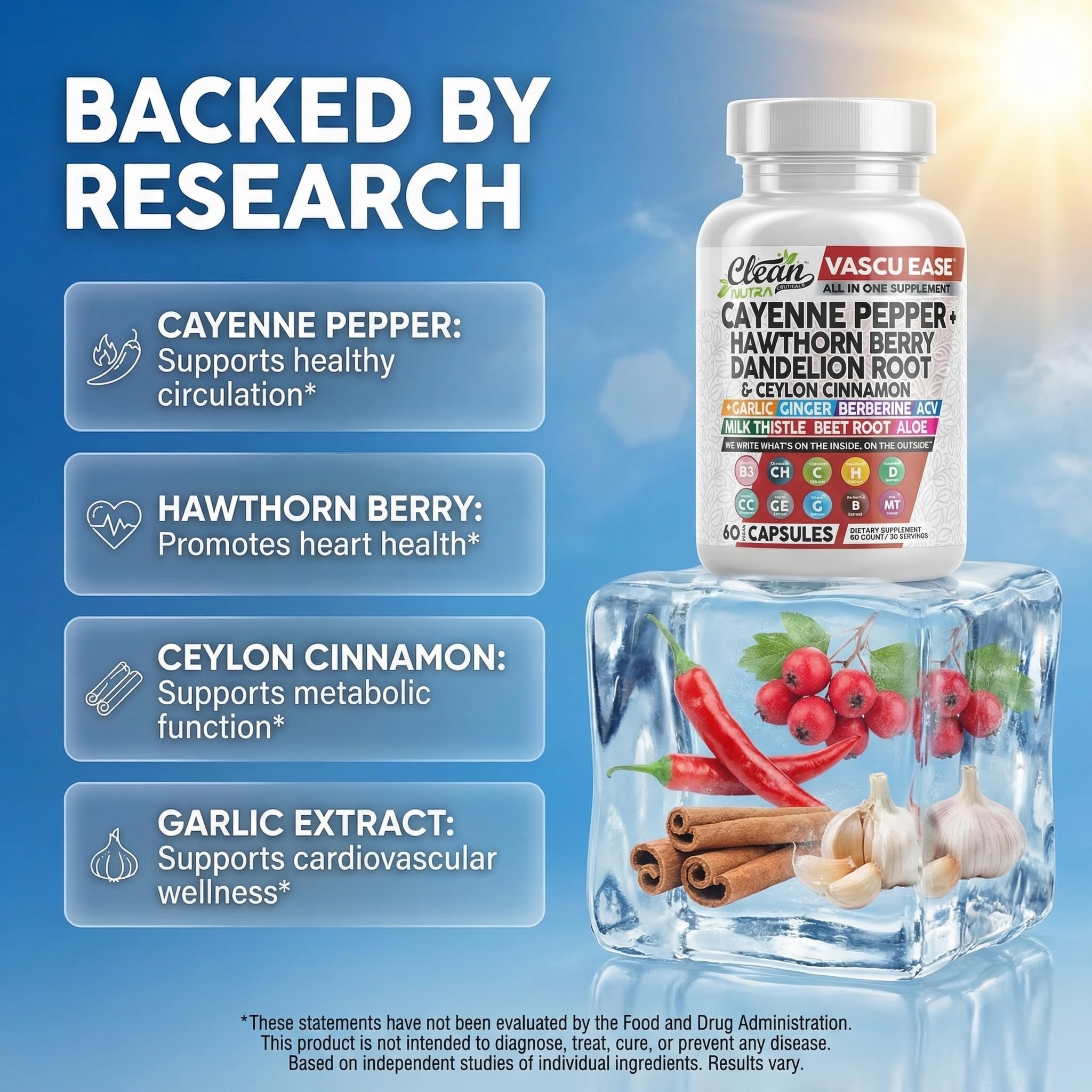 Clean Nutraceuticals capsule split to display powdered botanical blend for transparency