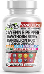 Clean Nutraceuticals Vascu Ease front label showing product benefits