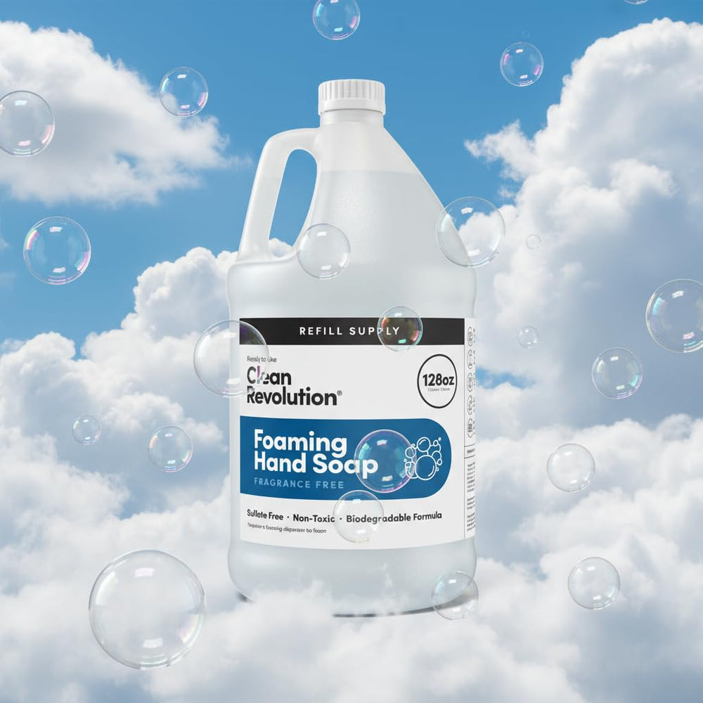 Clean Revolution pouring cap open showing easy refill and spill control
