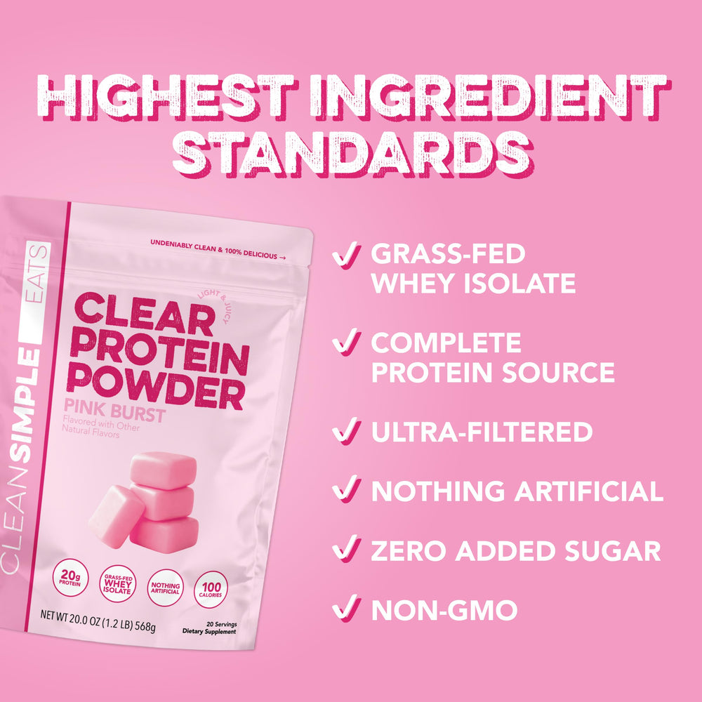 Clean Simple Eats Pink Burst en botella de gimnasio, recuperación rápida