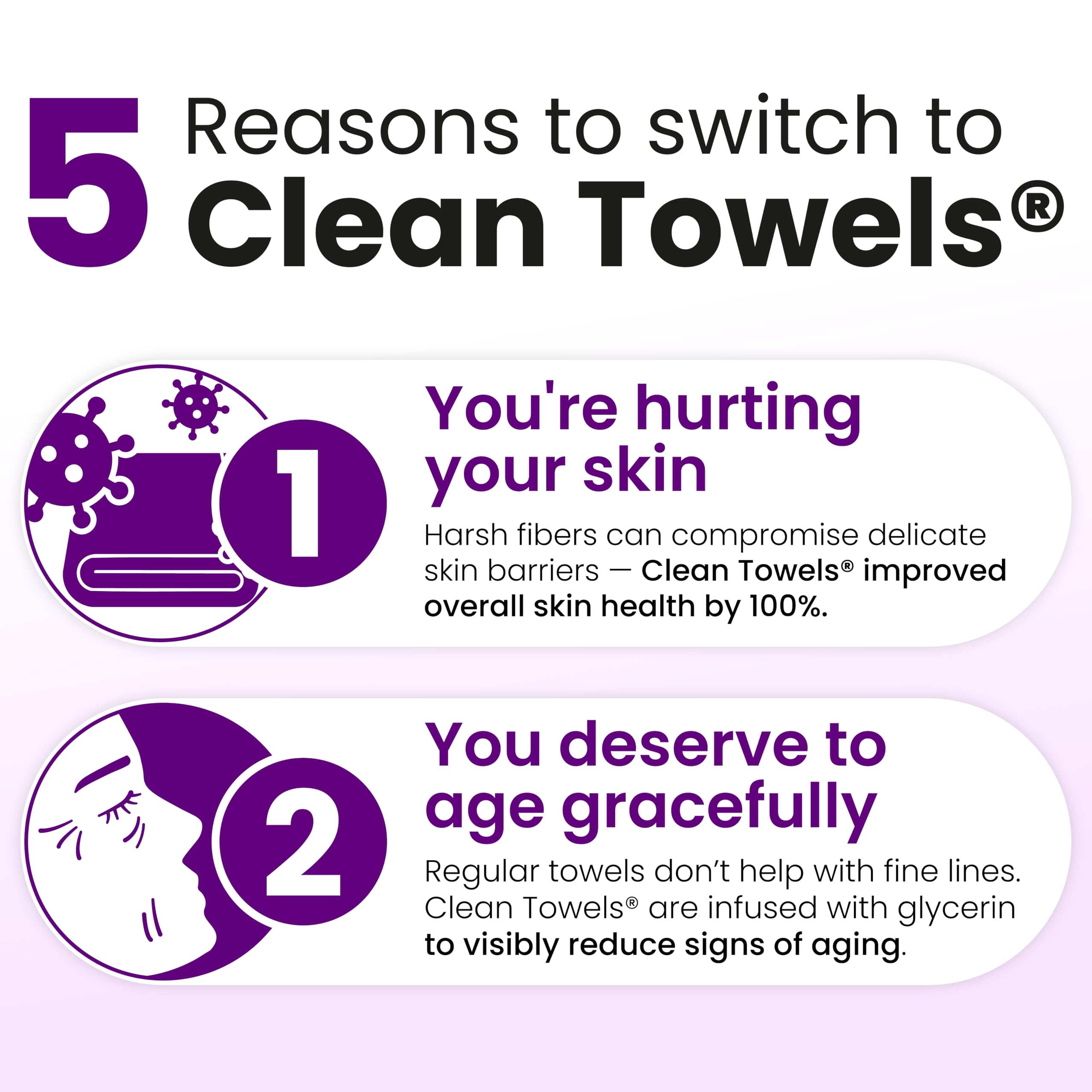 Clean Skin Club paquete abierto con 50 toallas visibles - fácil dispensado