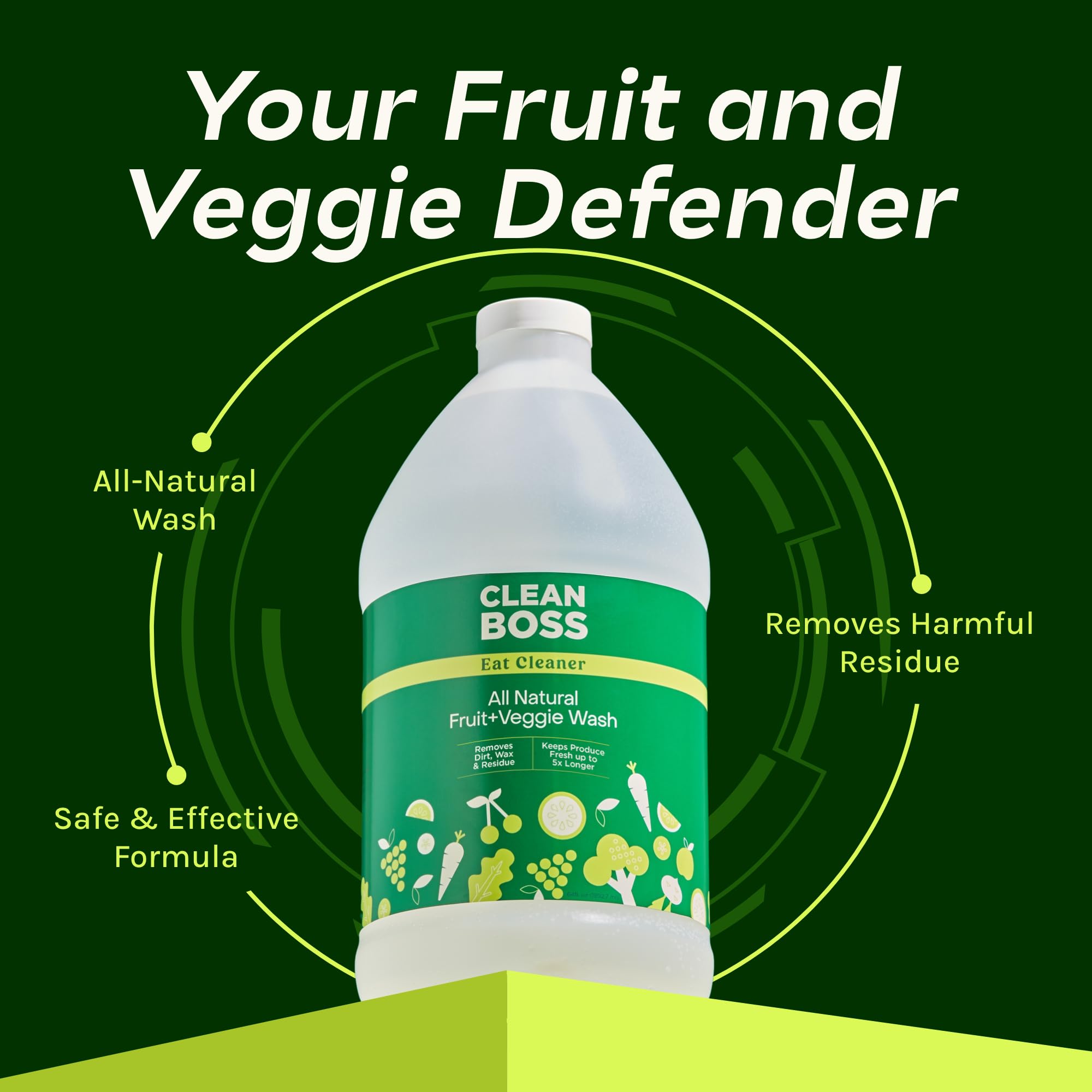 CleanBoss label closeup highlighting ingredients and patented formula benefit