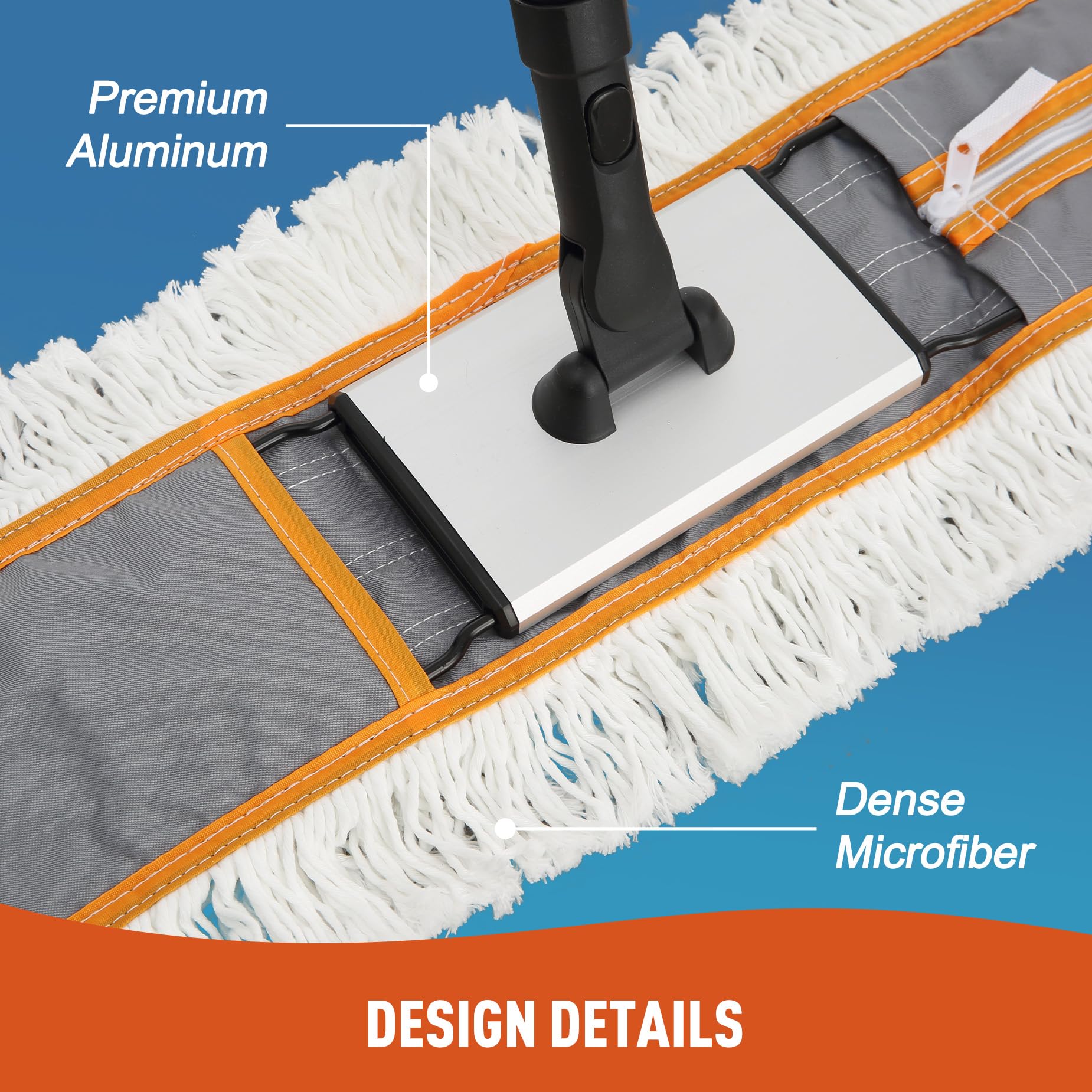 CLEANHOME mopa en uso sobre parquet destacando cobertura amplia