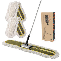 CLEANHOME front view of 36-inch dust mop showing wide cleaning head and handle benefit
