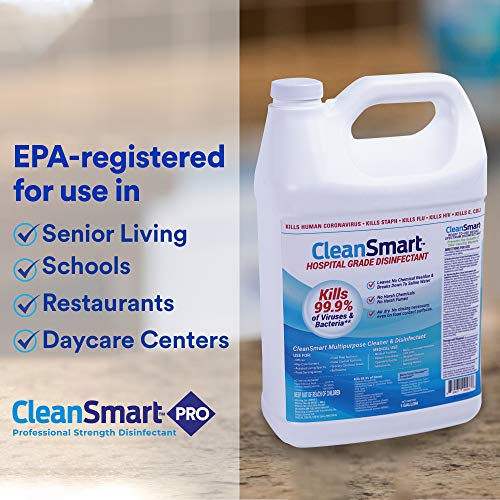 CleanSmart label close-up highlighting hypochlorous acid technology and safety benefits