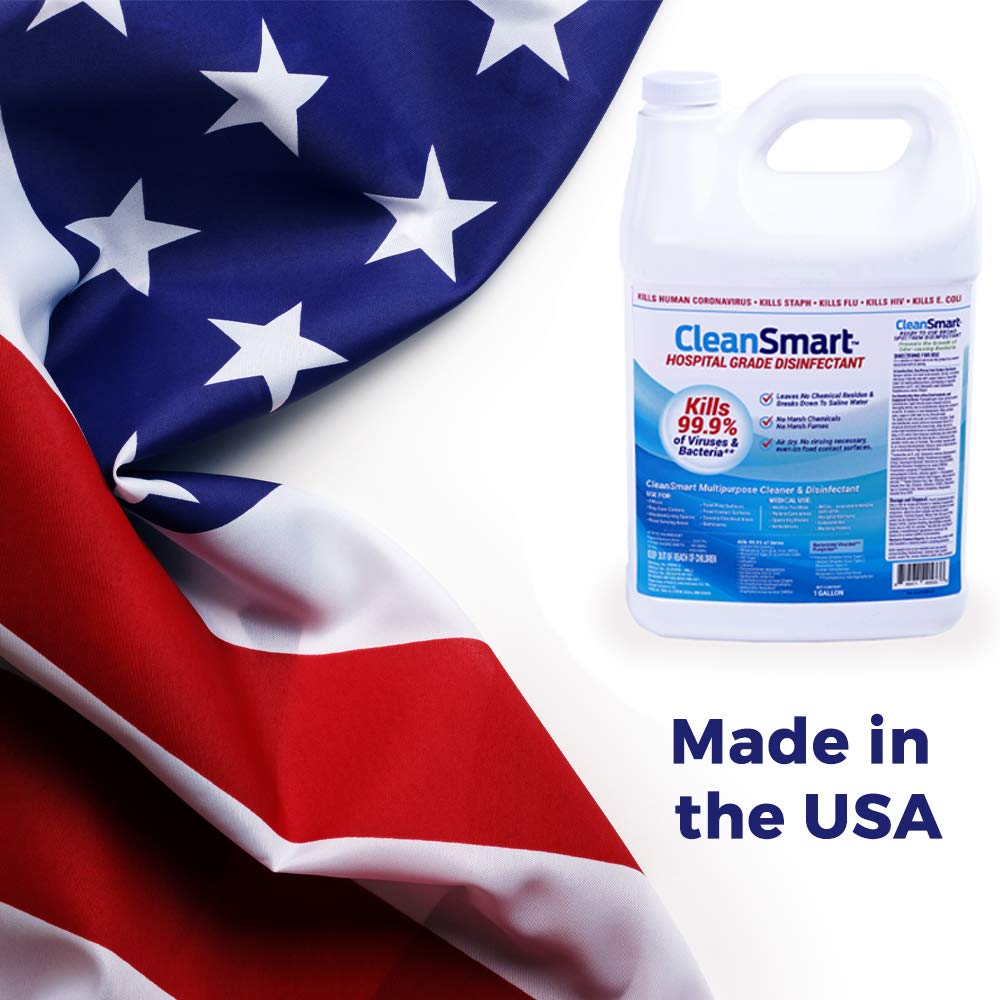 CleanSmart gallon next to a standard water bottle for scale, showing one-gallon volume