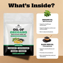 Cleantra textura del aceite de orégano y semilla negra con brillo antioxidante