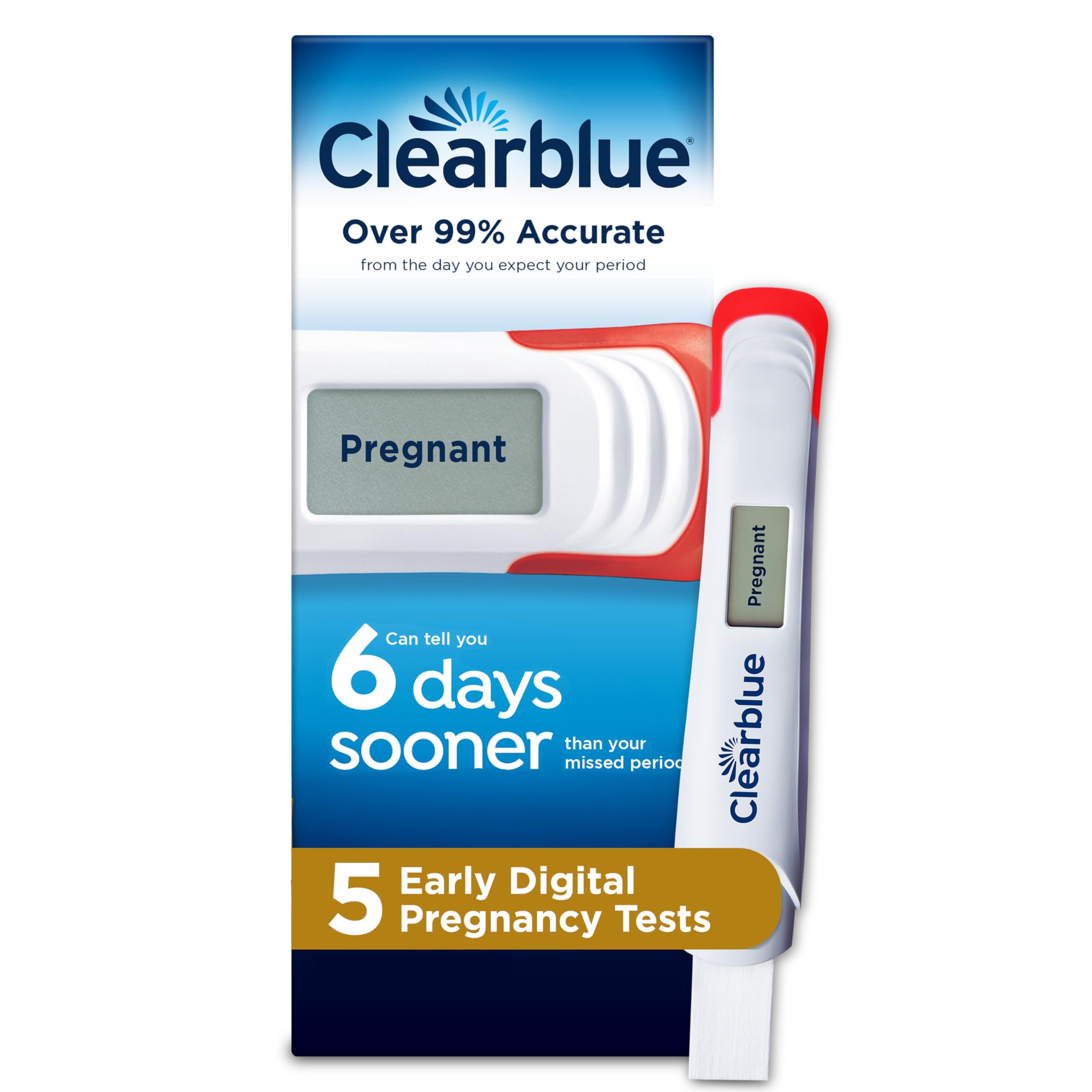 Clearblue empaque frontal mostrando el nombre y beneficios claros