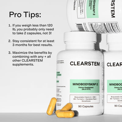 CLEARSTEM cápsulas junto a un plato, apoyo a toma durante comidas
