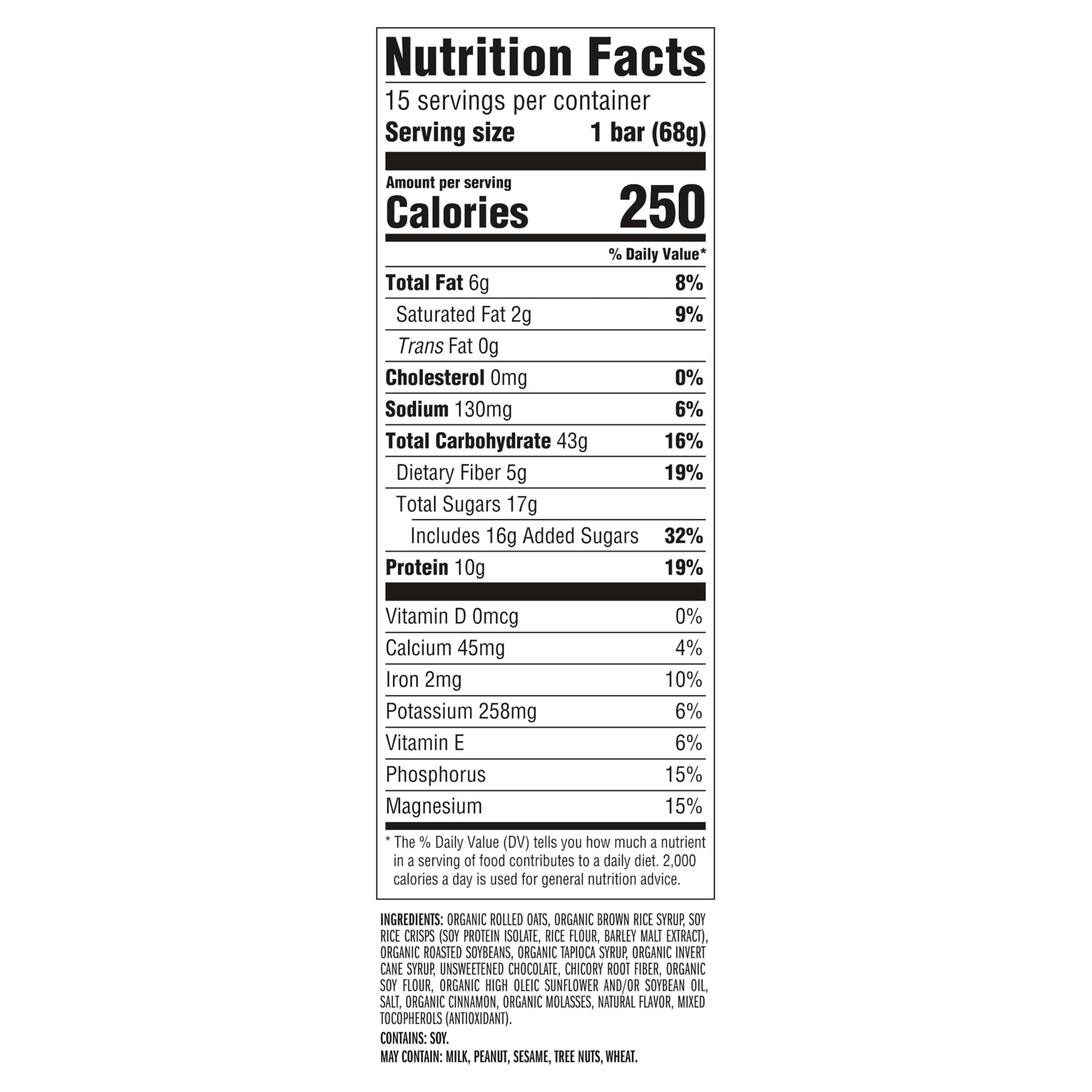 CLIF Bar etiqueta nutricional enfocada en 10 g de proteína y información clara