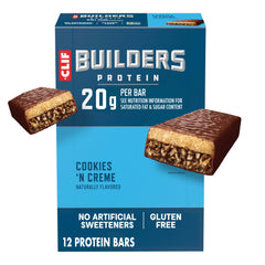 CLIF BUILDER'S empaque frontal mostrando diseño y beneficio práctico