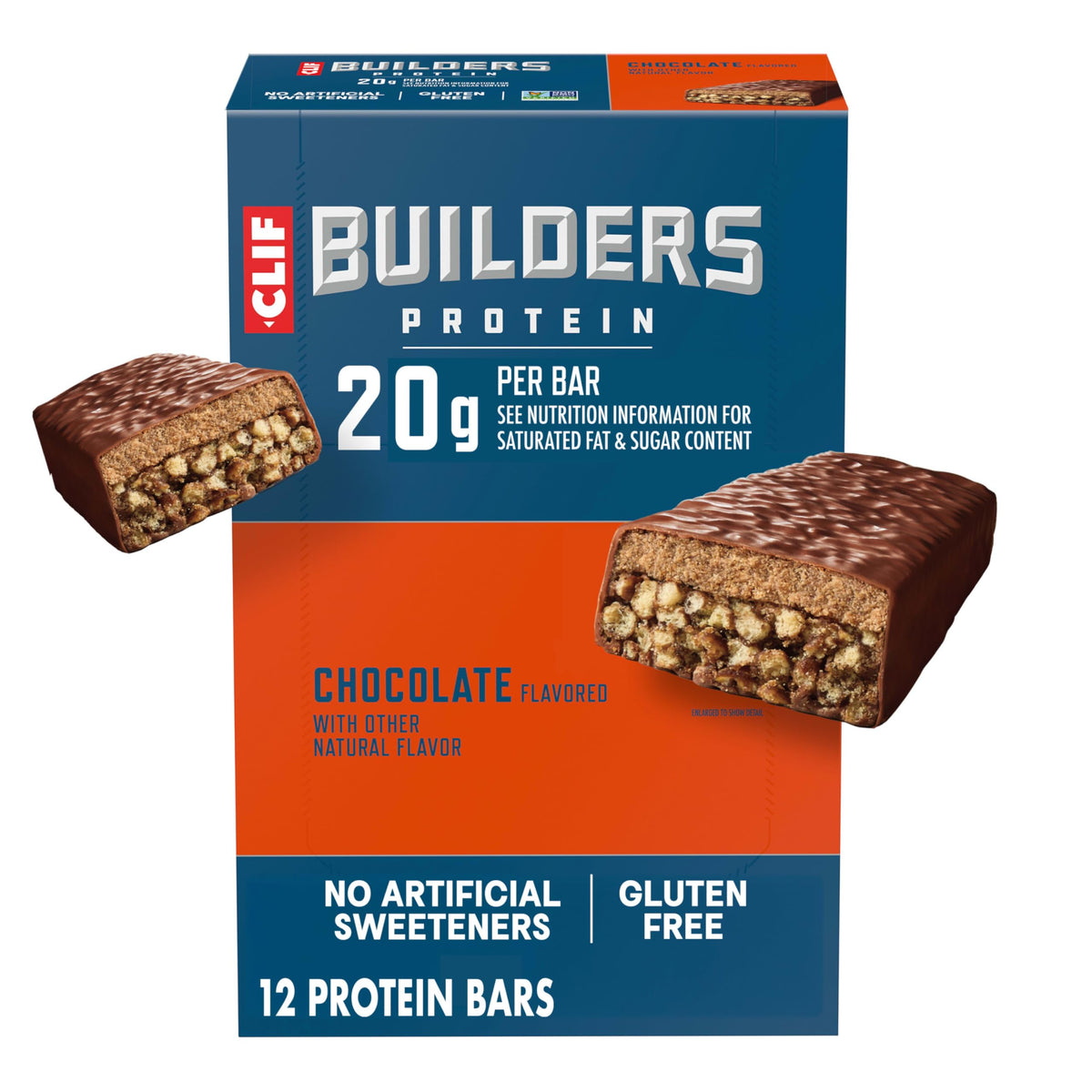 CLIF BUILDER'S empaque frontal mostrando pack de 12 y conveniencia
