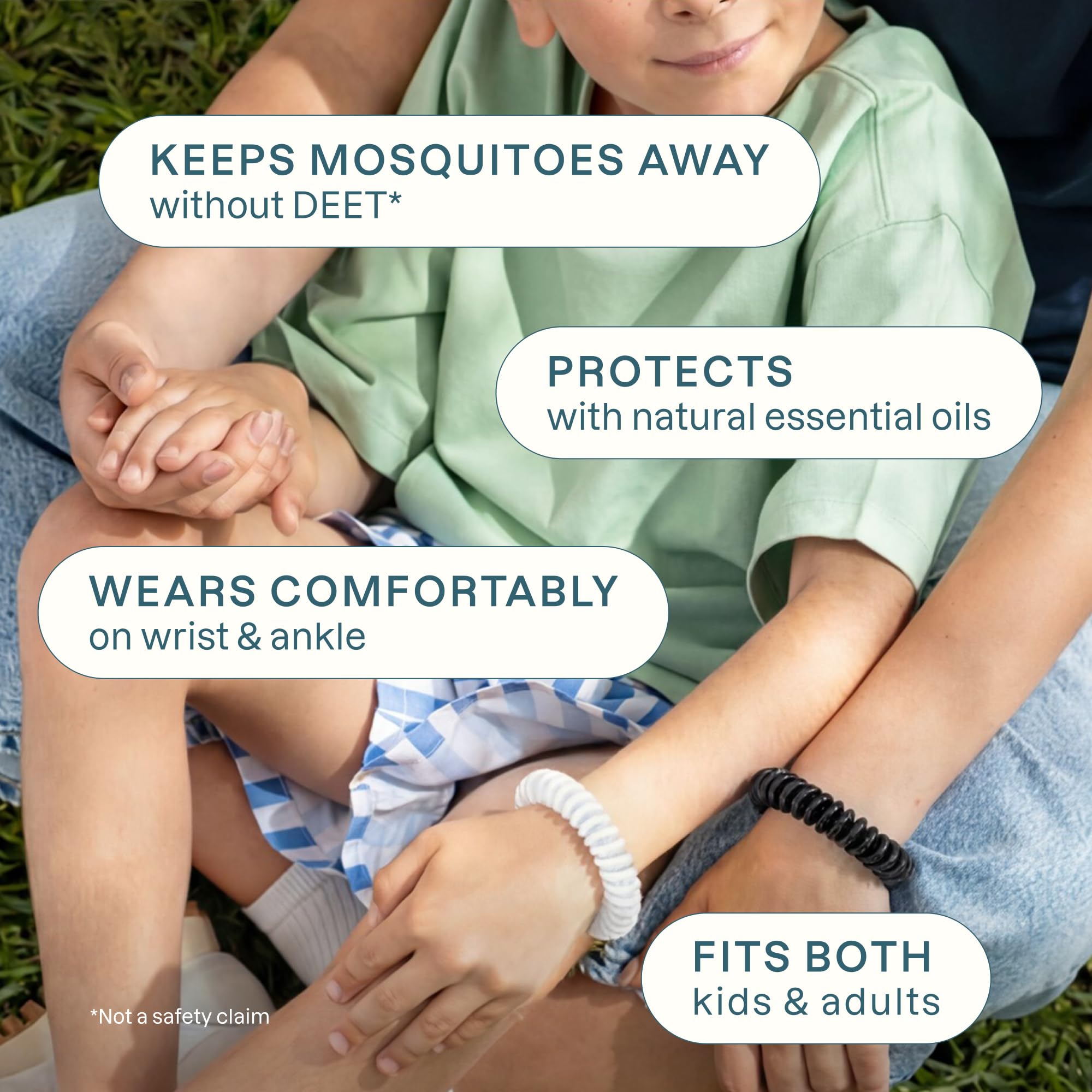 Cliganic pulsera ajustada en muñeca de niño; opción sin DEET segura