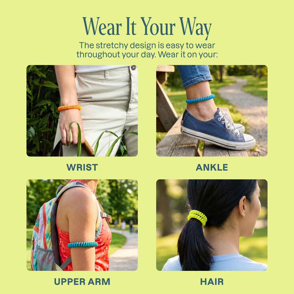 Cliganic niño usando la pulsera, protección personal sin aerosoles
