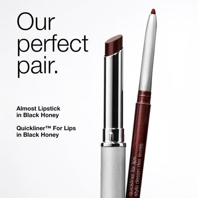 Clinique Almost Lipstick Black Honey en ambiente lifestyle, uso cómodo y aspecto saludable