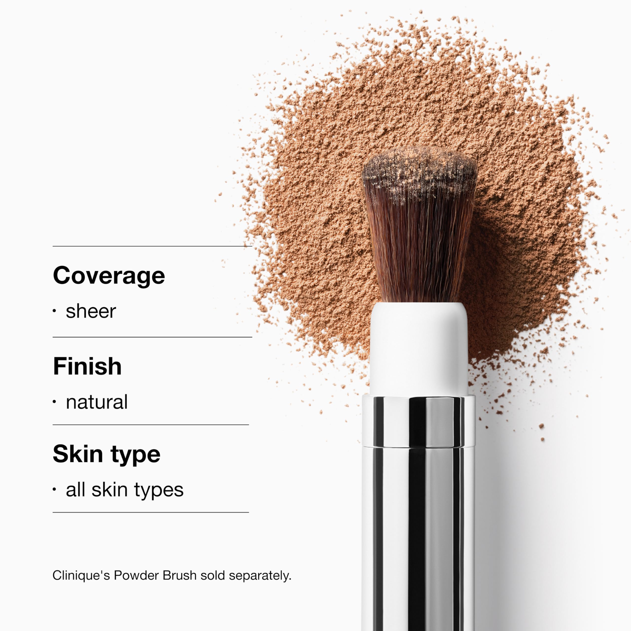 Clinique polvo Blended comparación de tamaño con mano para referencia práctica