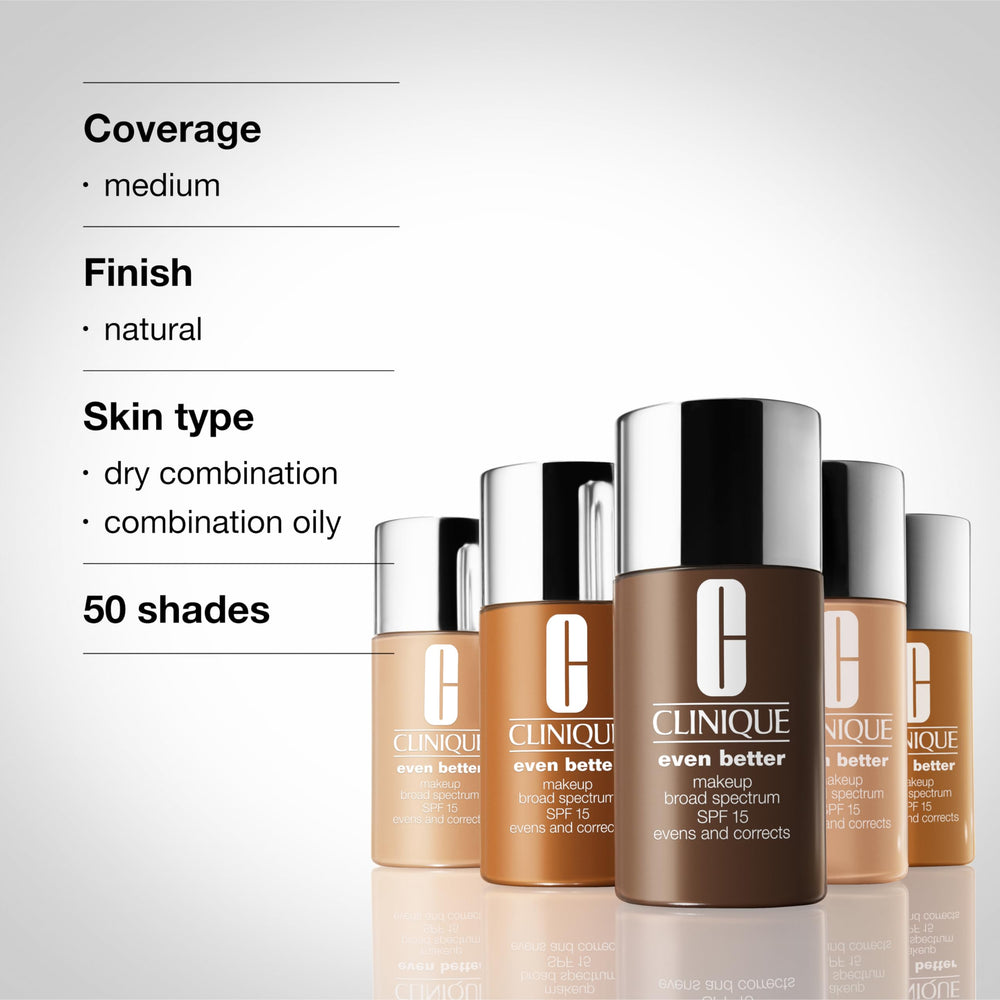 Clinique Even Better applied on face mid-application showing natural medium coverage and even tone benefit