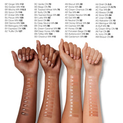 Clinique Even Better multiple shade swatches on arm illustrating shade range and matching help for shoppers