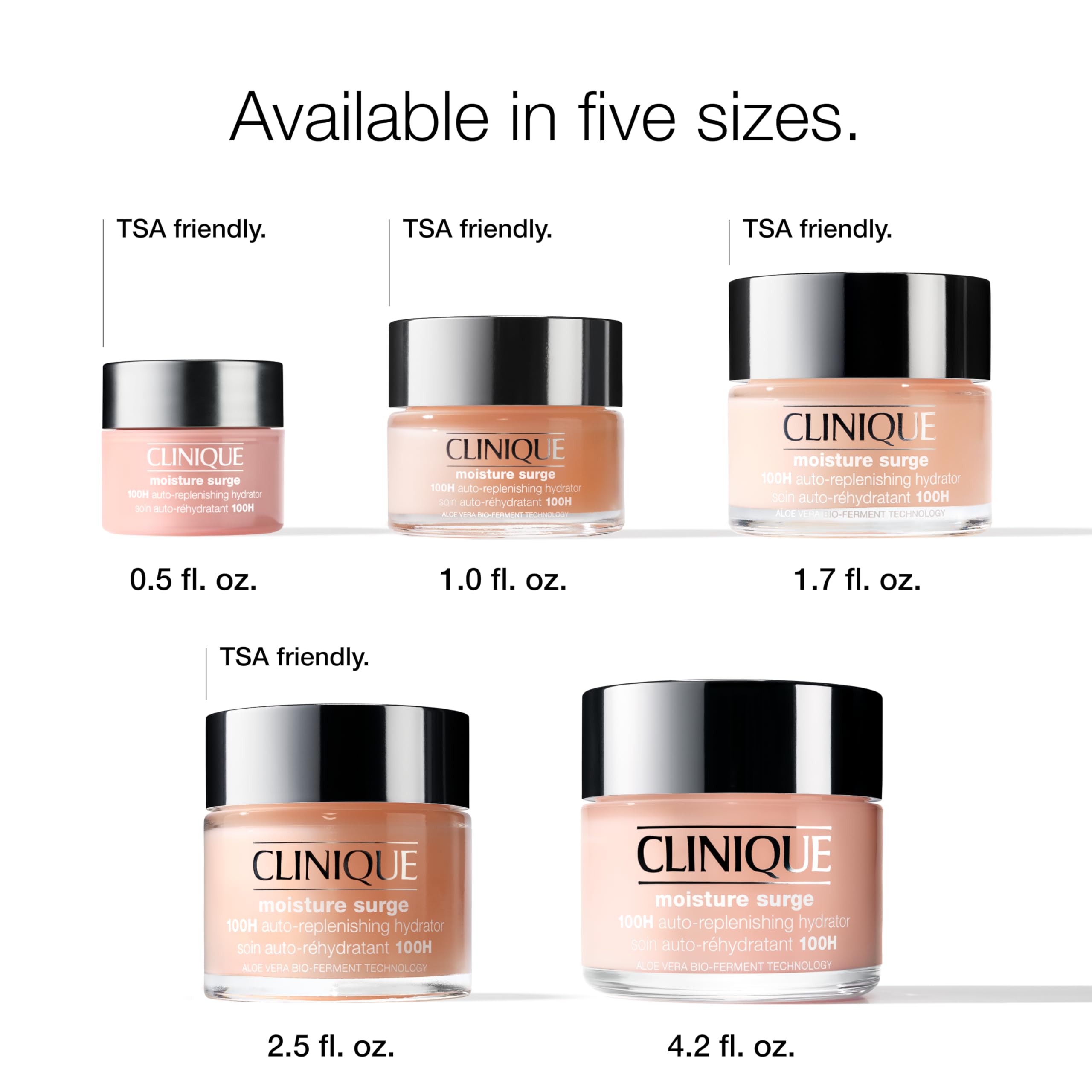 Clinique etiqueta de ingredientes Moisture Surge destacando aloe y ácido hialurónico