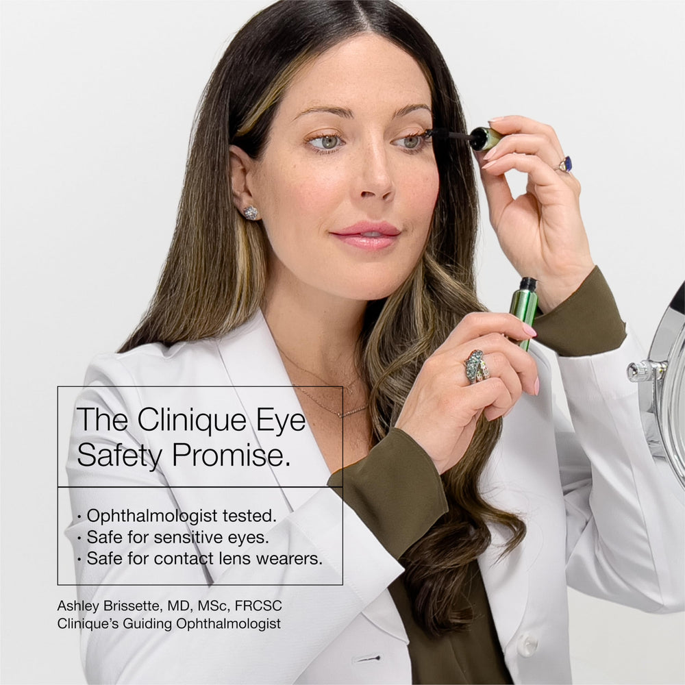 Clinique Quickliner applied on eye demonstrating rich Intense Chocolate definition and long wear