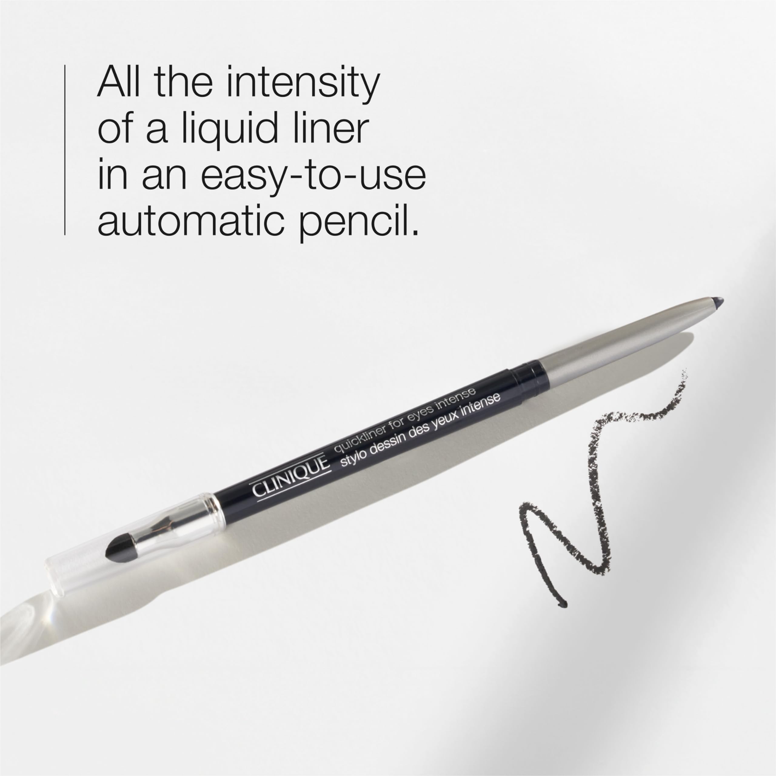 Close-up of Clinique Quickliner creamy tip delivering intense pigment for precise application