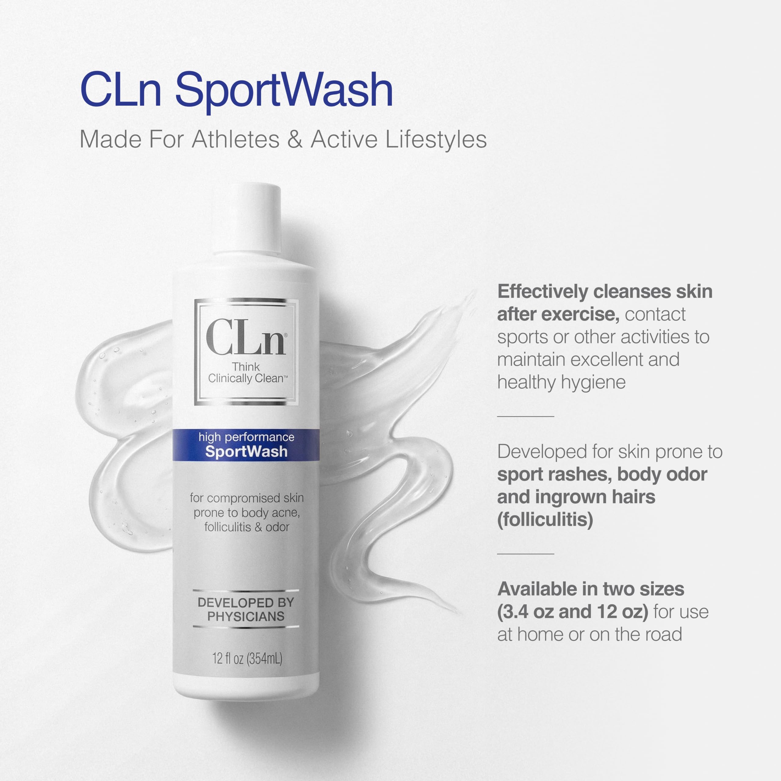 Etiqueta de CLn SportWash resaltando ingredientes sin parabenos ni fragancias
