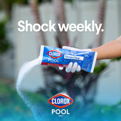Clorox Pool&Spa being broadcast into pool promoting quick 15-minute swim-ready